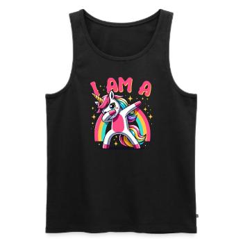 Licorne Dabbing Mignon Arc-en-ciel Je Suis Une Licorne - Débardeur bio Premium Homme - noir - Devant - Michal (187cm)