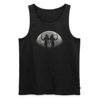 Gémeaux Signe du zodiaque Astrologie Horoscope Lune Gémeaux - Débardeur bio Premium Homme - noir - Devant - AI Model Male 178 light (178cm)