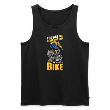 Vous n’êtes jamais trop vieux pour faire du vélo - Débardeur bio Premium Homme - noir - Devant - Michal (187cm)