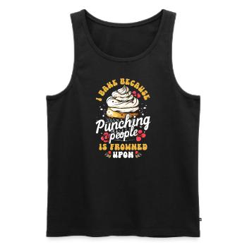 Ich backe, weil es verpönt ist, Leute zu schlagen - Männer Premium Bio Tank Top - Schwarz - Vorne - AI Model Male 178 light (178cm)