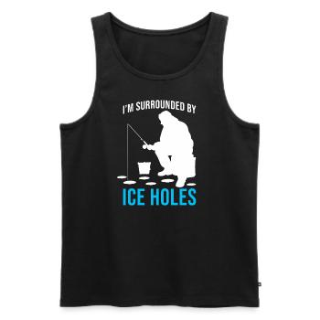 Entouré de trous de glace - Amateur de pêche sur glace - Débardeur bio Premium Homme - noir - Devant - Michal (187cm)