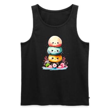 Kawaii Mochi Crème Glacée Dessert Japonais Japon - Débardeur bio Premium Homme - noir - Devant - Michal (187cm)