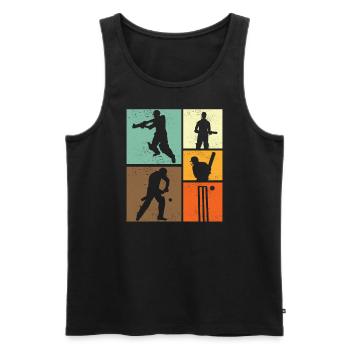 Vintage Cricket Player Design In Retro Style For - Men's Premium Organic Tank Top - black - Front - AI Model Male 178 light (178cm)