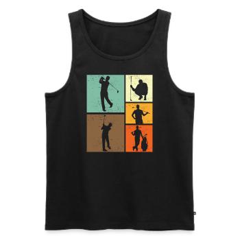 Golf Lover Retro Vintage Style Golfer Golfing - Men's Premium Organic Tank Top - black - Front - AI Model Male 178 light (178cm)