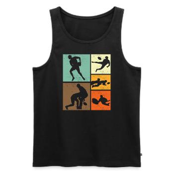 Design de joueur de Rugby Vintage rétro - Débardeur bio Premium Homme - noir - Devant - Michal (187cm)