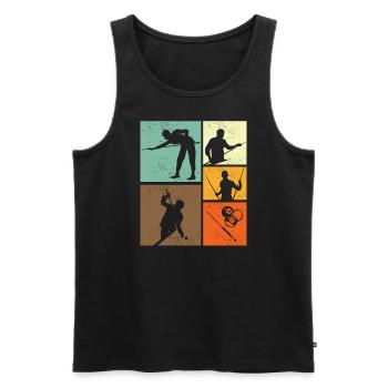 Billard-Retro-Vintage-Billardspieler-Grafik - Männer Premium Bio Tank Top - Schwarz - Vorne - AI Model Male 178 light (178cm)