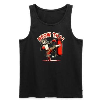 Muay Thai Arts Martiaux Cat Meow Thaï Boxe Thaïlandaise - Débardeur bio Premium Homme - noir - Devant - Michal (187cm)