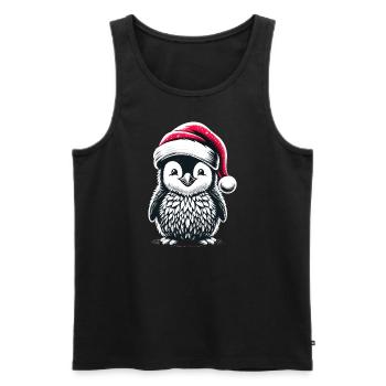 Penguin Santa Cute Christmas - Men's Premium Organic Tank Top - black - Front - Michal (187cm)
