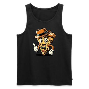 Pizza 50 ' s Cartoon Character Pizza Slice - Débardeur bio Premium Homme - noir - Devant - AI Model Male 178 light (178cm)