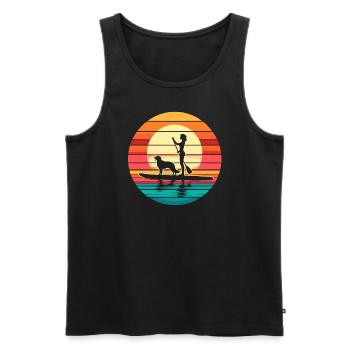 Stand Up Paddle Retro Vintage Chien Femme SUP - Débardeur bio Premium Homme - noir - Devant - Michal (187cm)