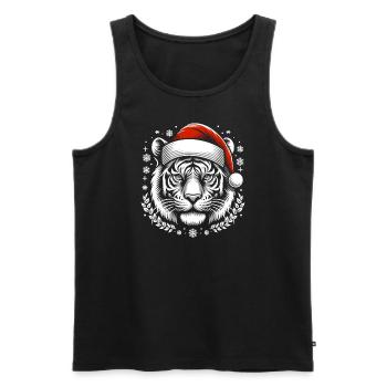 Tiger Weihnachtsmann Weihnachtstier - Männer Premium Bio Tank Top - Schwarz - Vorne - Michal (187cm)