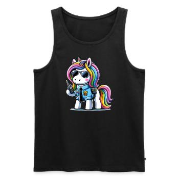 Einhorn Regenbogen Niedliches Einhorn Sicherheit - Männer Premium Bio Tank Top - Schwarz - Vorne - Michal (187cm)