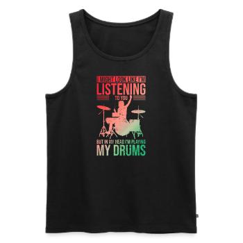 T-shirt de batteur avec des tambours uniques graphique parfait - Débardeur bio Premium Homme - noir - Devant - AI Model Male 178 light (178cm)