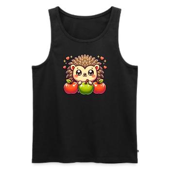 Igel mit Äpfeln Einzigartiges Naturdesign - Männer Premium Bio Tank Top - Schwarz - Vorne - AI Model Male 178 light (178cm)