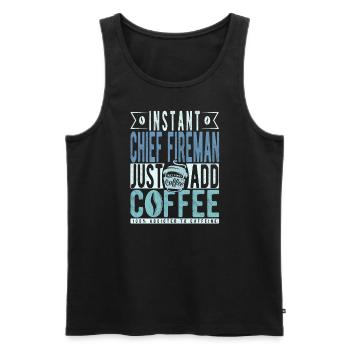 Pompier en chef instantané Il suffit d’ajouter du café - Débardeur bio Premium Homme - noir - Devant - Michal (187cm)