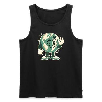 Earth Mascot 50s Retro Style - Men's Premium Organic Tank Top - black - Front - AI Model Male 178 light (178cm)