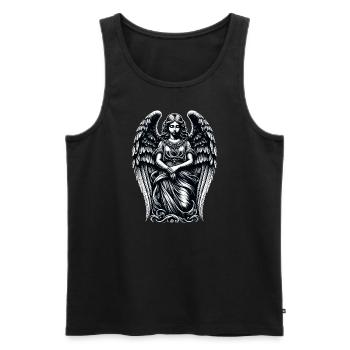 Chagrin élégant : la grâce de l’ange gothique - Débardeur bio Premium Homme - noir - Devant - AI Model Male 178 light (178cm)