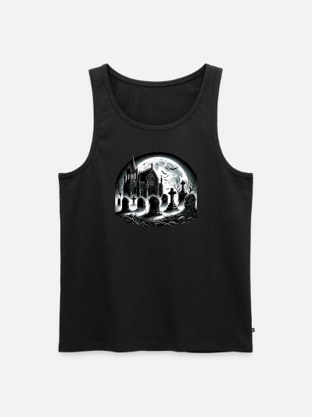 Moonlit Gothic Graveyard: Eerie Night Scene - Men's Premium Organic Tank Top - black