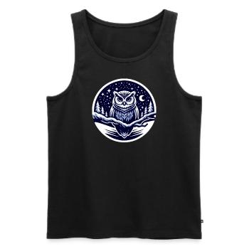 Tranquil Owl Night: Sternenklare Wintereleganz - Männer Premium Bio Tank Top - Schwarz - Vorne - AI Model Male 178 light (178cm)