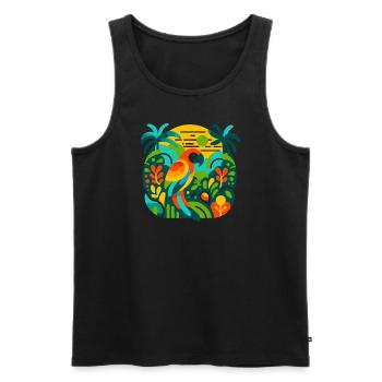Exotic Parrot Fantasy: Rainforest Colors - Men's Premium Organic Tank Top - black - Front - Michal (187cm)