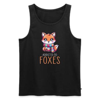 Entzückender Kawaii-Fuchs mit Schal-Grafik für Fuchs - Männer Premium Bio Tank Top - Schwarz - Vorne - AI Model Male 178 light (178cm)