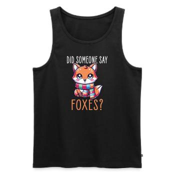 Renard kawaii avec écharpe - Quelqu’un a-t-il dit renards - Débardeur bio Premium Homme - noir - Devant - Michal (187cm)