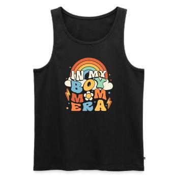 In My Boy Mom Era Groovy - Men's Premium Organic Tank Top - black - Front - AI Model Male 178 light (178cm)