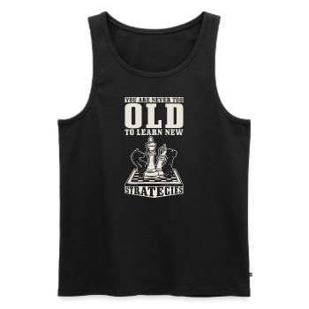Chess Player Chessboard Strategist Saying Chess - Men's Premium Organic Tank Top - black - Front - AI Model Male 178 light (178cm)