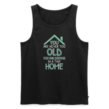 Tiny-House-Enthusiast zelebriert Einfachheit - Männer Premium Bio Tank Top - Schwarz - Vorne - AI Model Male 178 light (178cm)