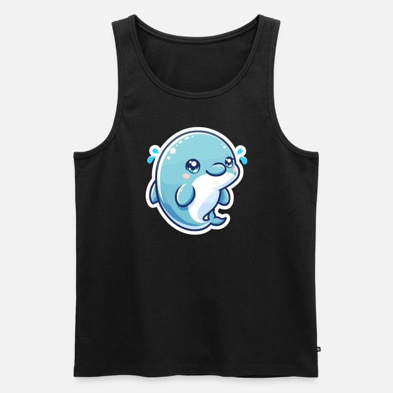 Delfin Kawaii - Männer Premium Bio Tank Top - Schwarz