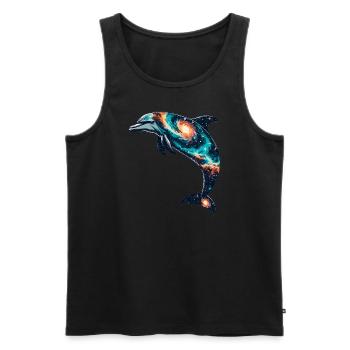 Dolphin Space Galaxy Universe - Men's Premium Organic Tank Top - black - Front - AI Model Male 178 light (178cm)