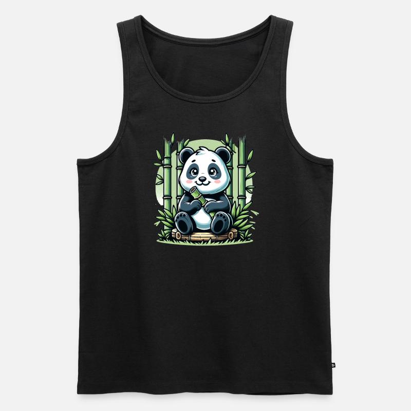 Panda Bambus - Männer Premium Bio Tank Top - Schwarz
