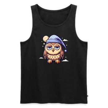Schlafeule NIght Eule niedlich - Männer Premium Bio Tank Top - Schwarz - Vorne - AI Model Male 178 light (178cm)
