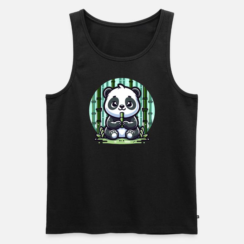 Panda Bambus - Männer Premium Bio Tank Top - Schwarz