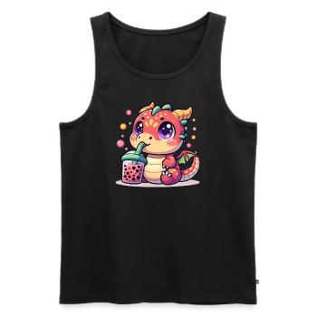 Boba Thé Dragon Kawaii - Débardeur bio Premium Homme - noir - Devant - Michal (187cm)