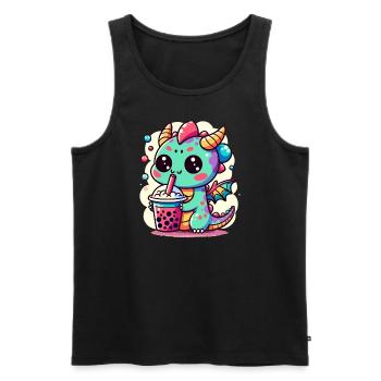 Boba Thé Dragon Kawaii - Débardeur bio Premium Homme - noir - Devant - Michal (187cm)