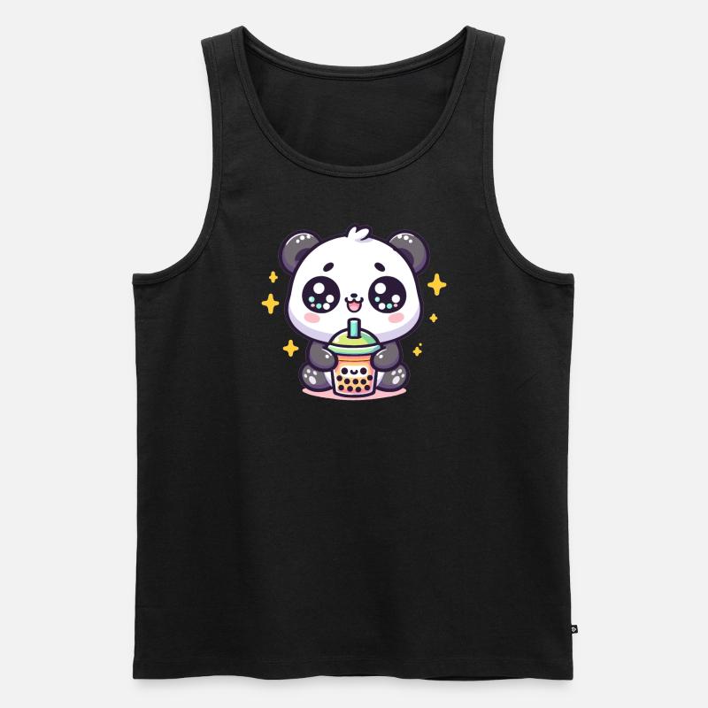 Panda Bubble Tea Boba Kawaii - Männer Premium Bio Tank Top - Schwarz