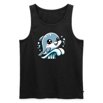 Adorable Dolphin Lover Graphic - Vie marine ludique - Débardeur bio Premium Homme - noir - Devant - AI Model Male 178 light (178cm)