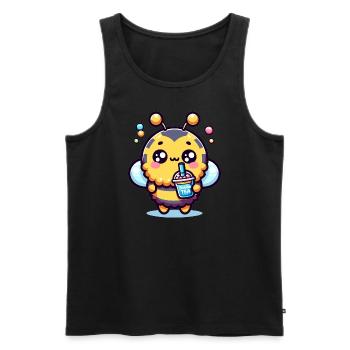 Adorable abeille kawaii mignon animal Boba bulle de thé - Débardeur bio Premium Homme - noir - Devant - Michal (187cm)