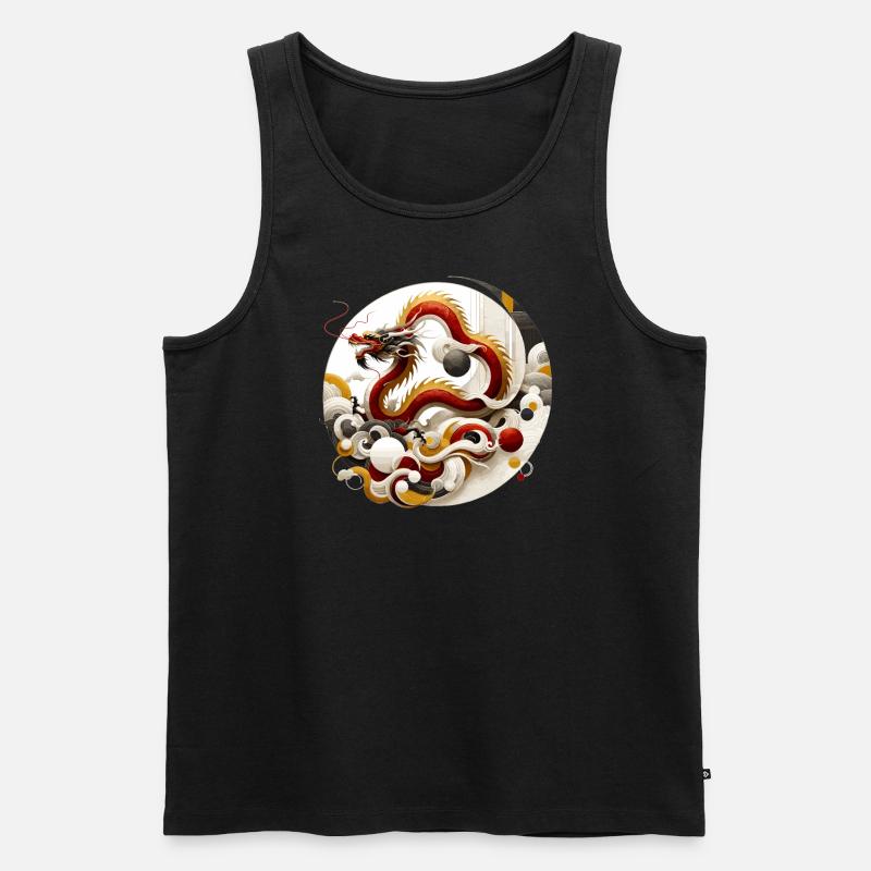 Drache Chinesische Kunst - Männer Premium Bio Tank Top - Schwarz