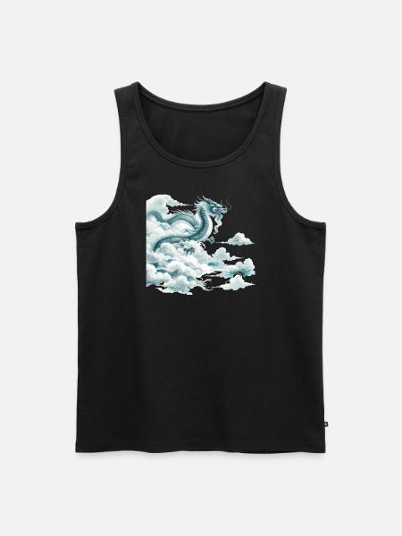 Smocza Chmura Chiński Smok Akwarela Sztuka - Ekologiczny tank top męski Premium - czarny