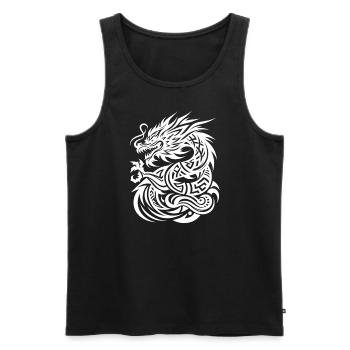 Dragon Tribal Tattoo Elegantes künstlerisches Design - Männer Premium Bio Tank Top - Schwarz - Vorne - Michal (187cm)