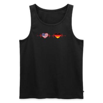 USA Germany Heartbeat American German Heart Flag - Men's Premium Organic Tank Top - black - Front - AI Model Male 178 light (178cm)
