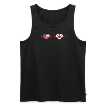 USA South Korea Heartbeat American South Korean - Men's Premium Organic Tank Top - black - Front - AI Model Male 178 light (178cm)
