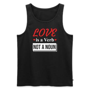 Citation d’amour Inspiration romantique - L’amour est un verbe - Débardeur bio Premium Homme - noir - Devant - AI Model Male 178 light (178cm)