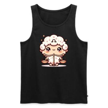 Charmant personnage du zodiaque Balance Kawaii pour - Débardeur bio Premium Homme - noir - Devant - Michal (187cm)