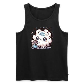 Verseau Zodiaque Kawaii Caractère Signe astrologique - Débardeur bio Premium Homme - noir - Devant - Michal (187cm)