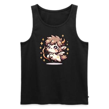 Signe du zodiaque Sagittaire Astrologie de caractère kawaii - Débardeur bio Premium Homme - noir - Devant - Michal (187cm)
