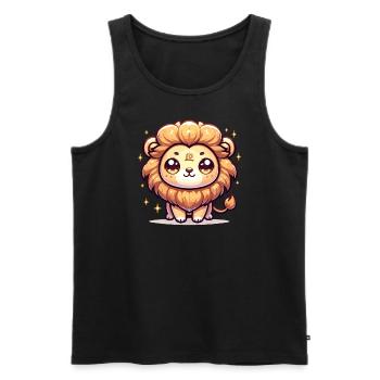 Lion signe du zodiaque astrologie Kawaii Character Design - Débardeur bio Premium Homme - noir - Devant - AI Model Male 178 light (178cm)