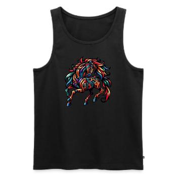 Cheval Tatouage Tribal Chinois Zodiaque - Débardeur bio Premium Homme - noir - Devant - AI Model Male 178 light (178cm)